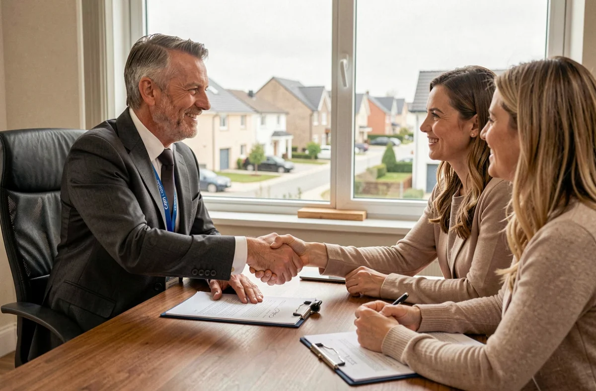 Courtier Cafpi Val-d'Oise concluant un accord de prêt immobilier avec une poignée de main avec ses clients