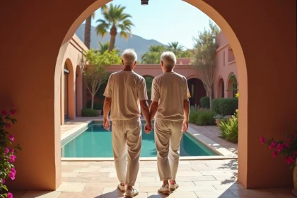 Couple retraité dans une villa marocaine moderne