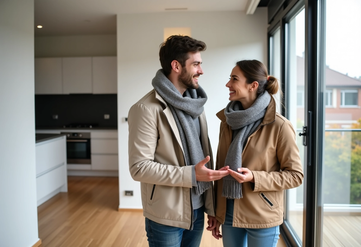 Jeune couple visitant un appartement à Châtillon
