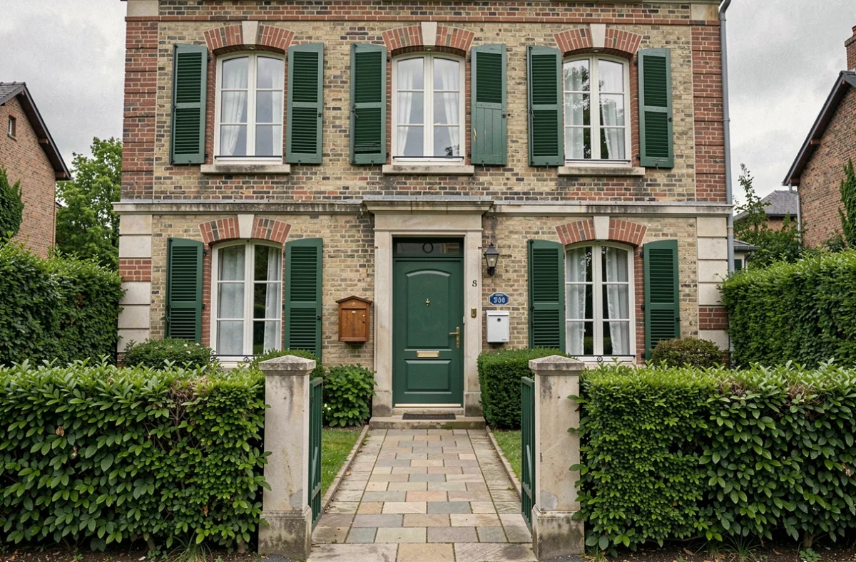 Façade de maison individuelle française avec jardin illustrant l'assurance habitation et la protection du logement