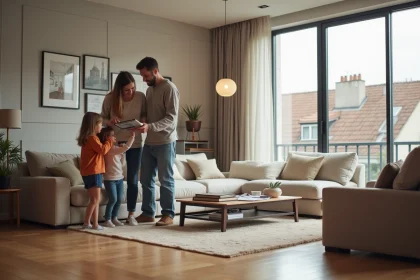 Famille dans un appartement moderne à Lyon