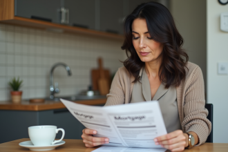 Femme d'âge moyen examinant un contrat de prêt immobilier