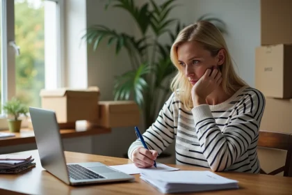 Femme organisée planifiant son déménagement à la maison