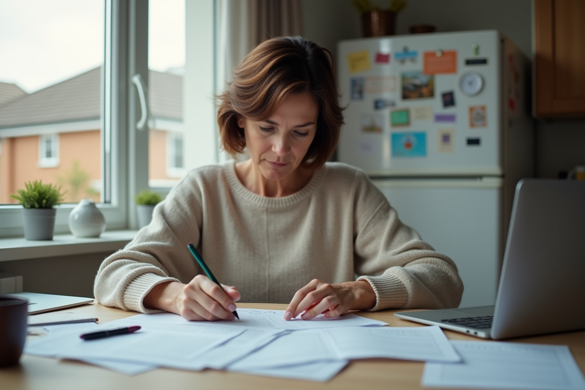 Femme remplissant un formulaire de changement d