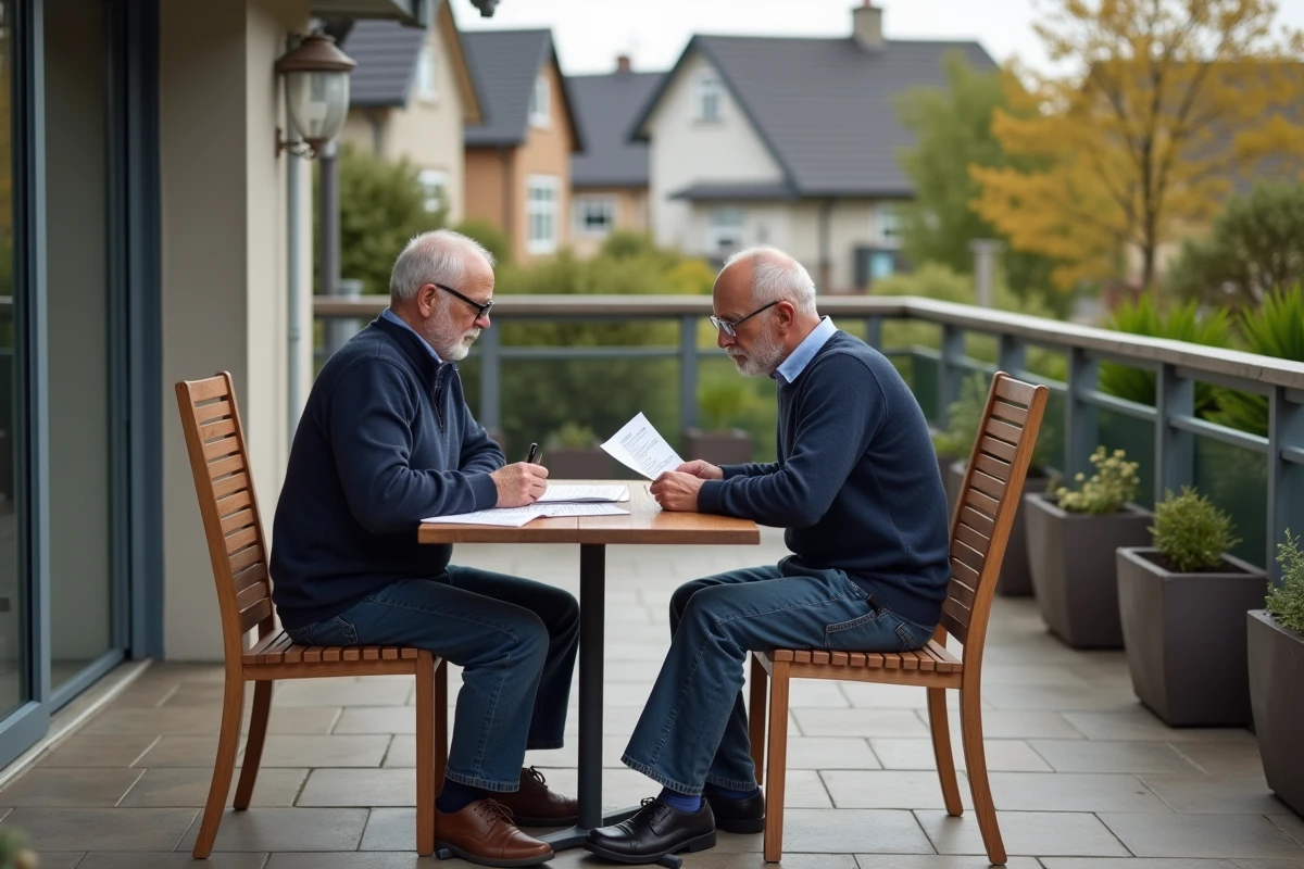 Homme senior examinant avis d